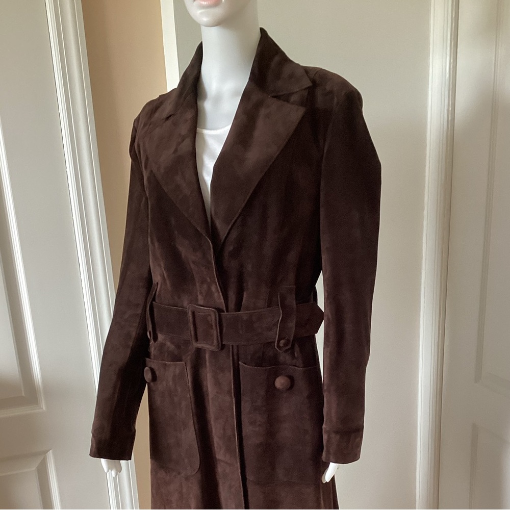 Santa Croce Brown Suede Trench Coat